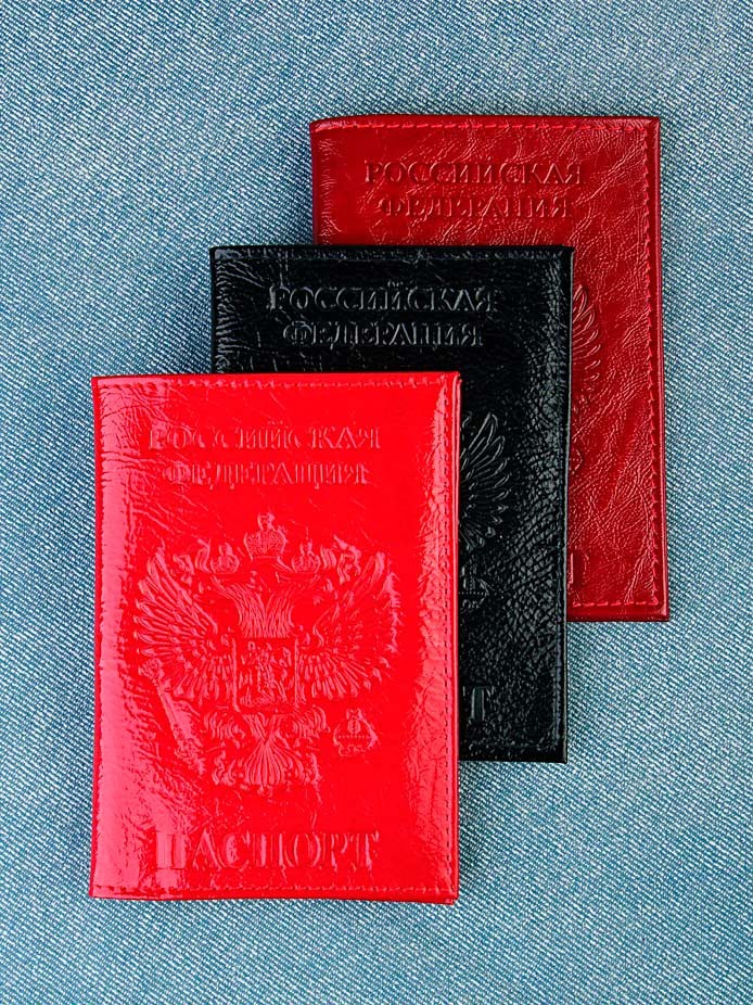 A-103 Обложка на паспорт c визитницей герб (лак/нат. кожа)